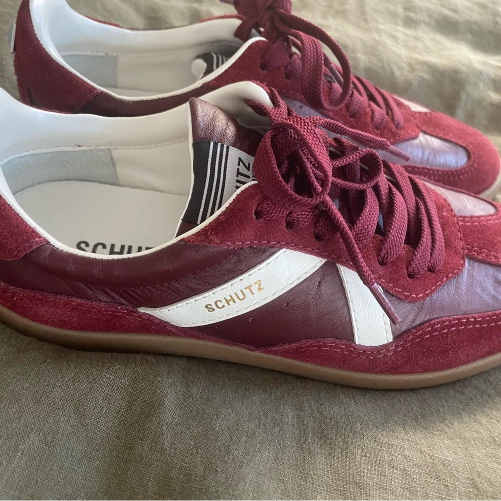 SCHUTZ Burgundy and White Athletic Shoes